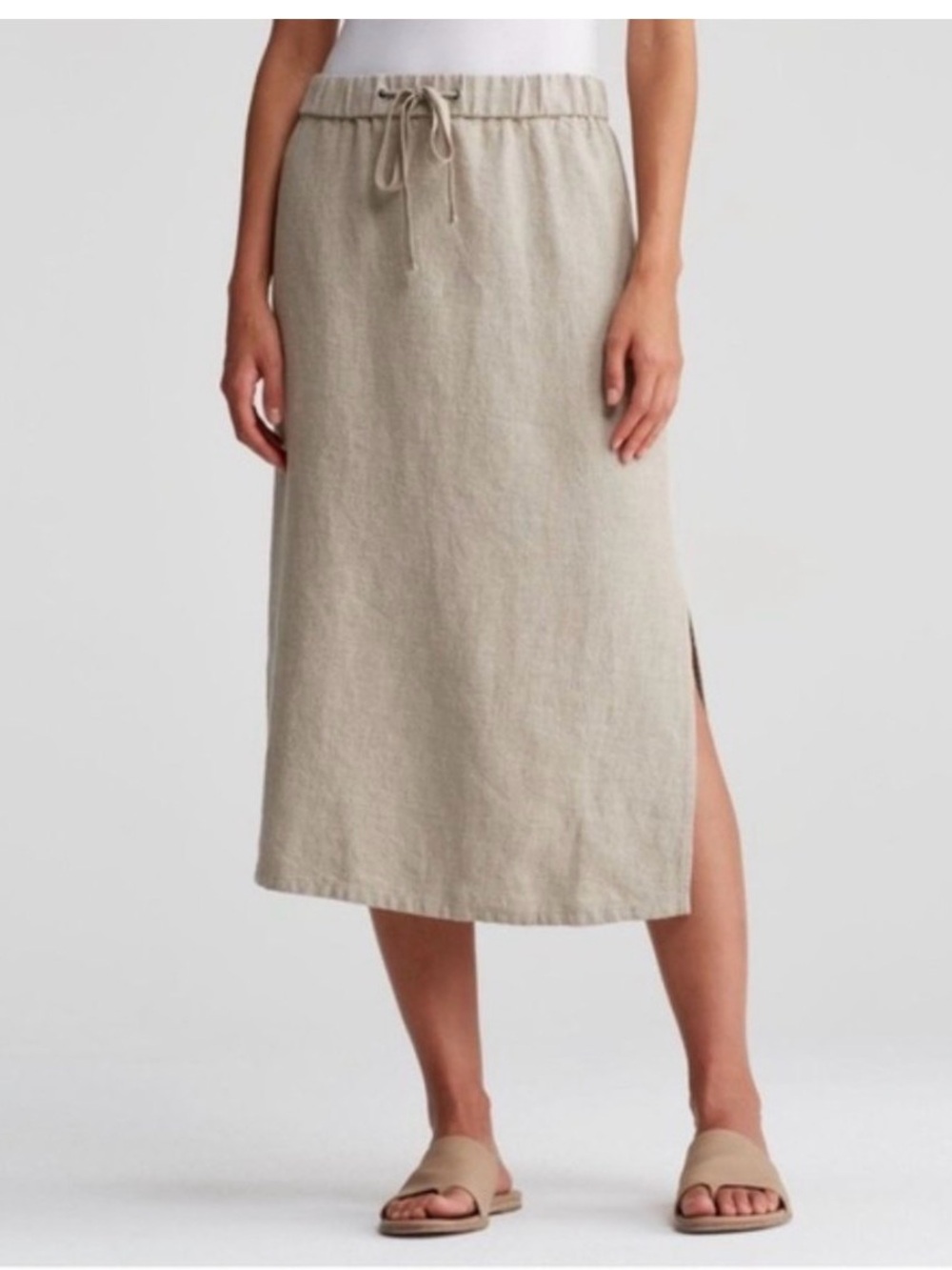 Eileen Fisher 100% Organic Linen  Skirt with Side Slit